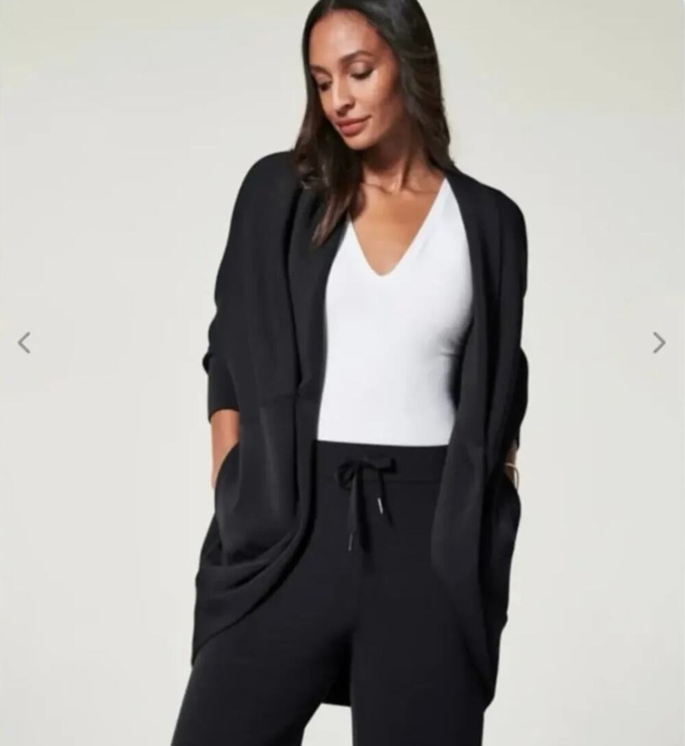 Spanx Size M L AirEssentials Cocoon Cardigan Black Minimalist